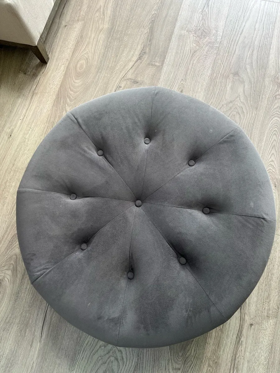 Grey Velvet Footstool - Image 2