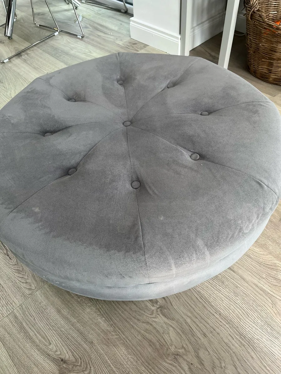 Grey Velvet Footstool - Image 3