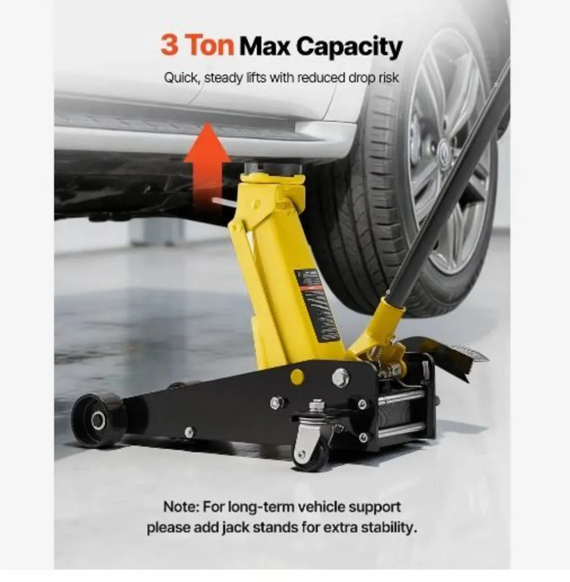 Low Profile Floor Jack, 3 Ton Capacity - Image 4