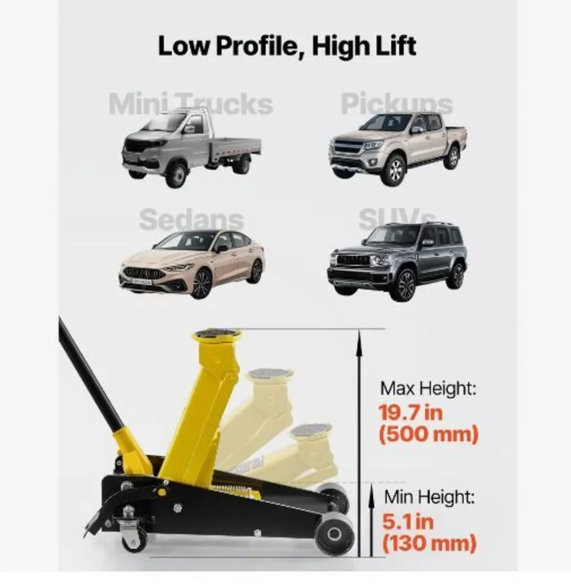 Low Profile Floor Jack, 3 Ton Capacity - Image 3