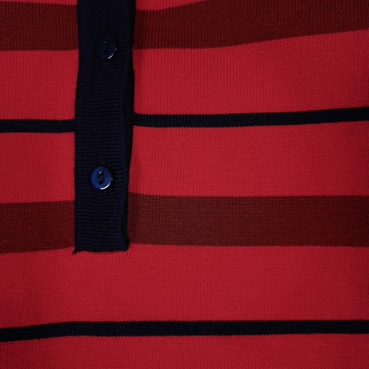 Zara Red Navy Striped Long Sleeve Polo Top Size XS - Image 4
