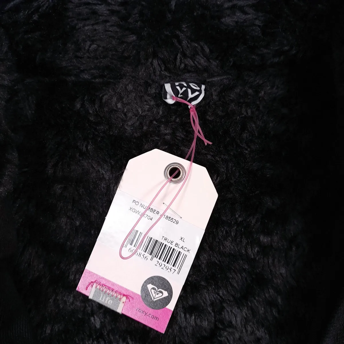 Roxy Black Faux Fur Lined Parka Jacket Size XL - Image 3