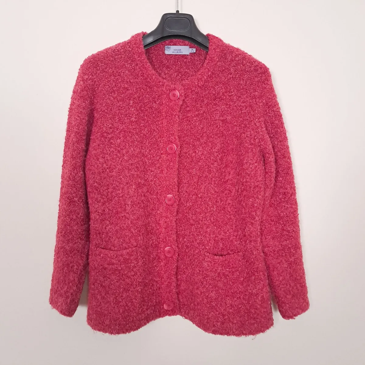Honor Millburn Pink Textured Bouclé Cardigan M - Image 1