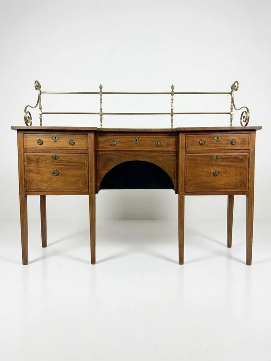 19th Century Mahogany Inverted Breakfront Sideboard with Brass Gallery - Image 1