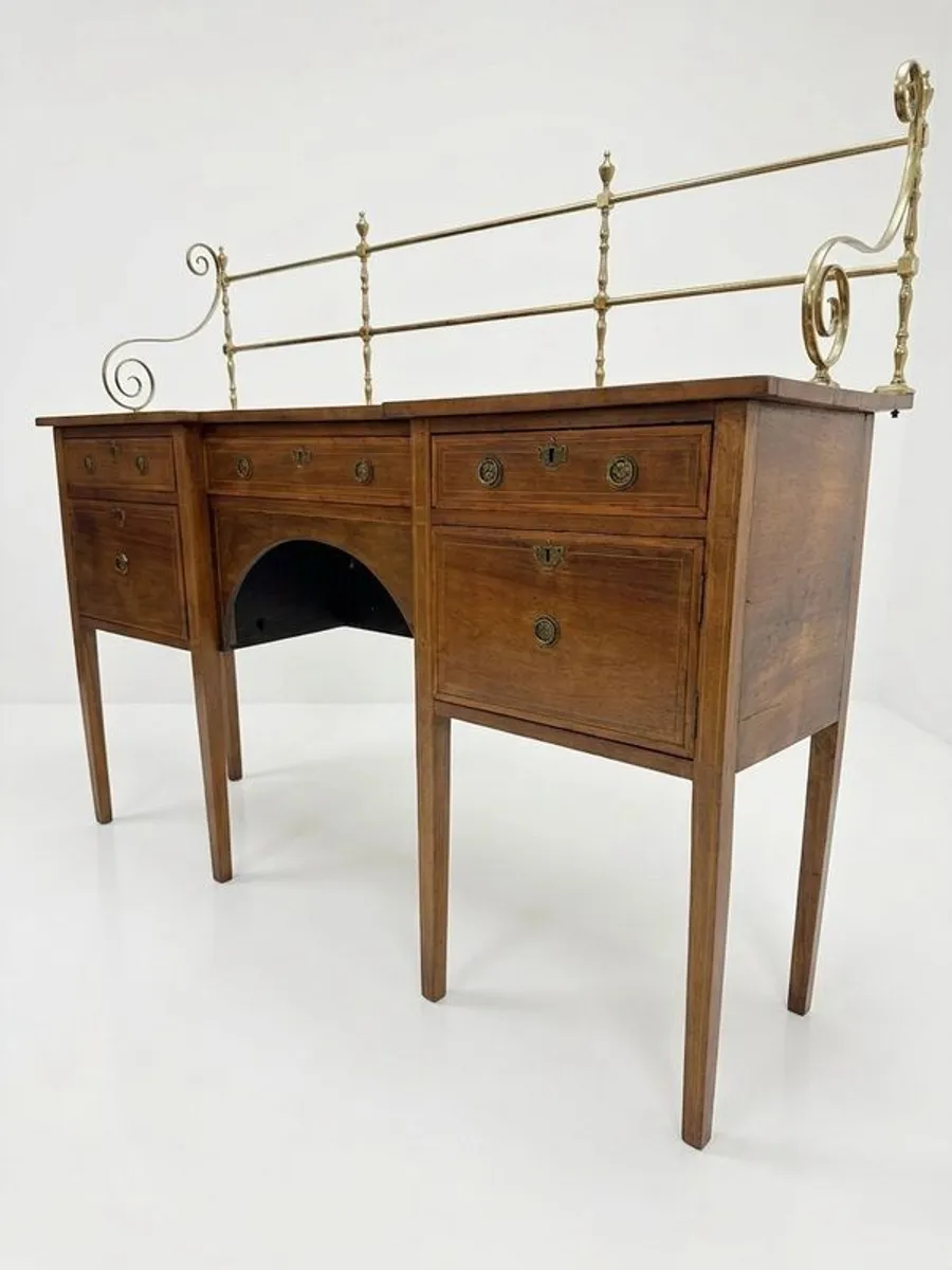 19th Century Mahogany Inverted Breakfront Sideboard with Brass Gallery - Image 2