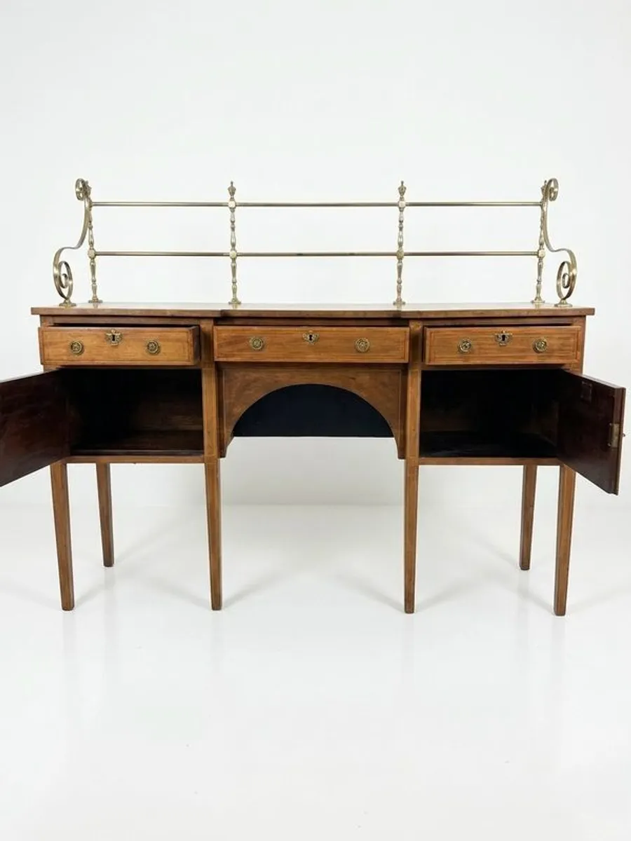 19th Century Mahogany Inverted Breakfront Sideboard with Brass Gallery - Image 3