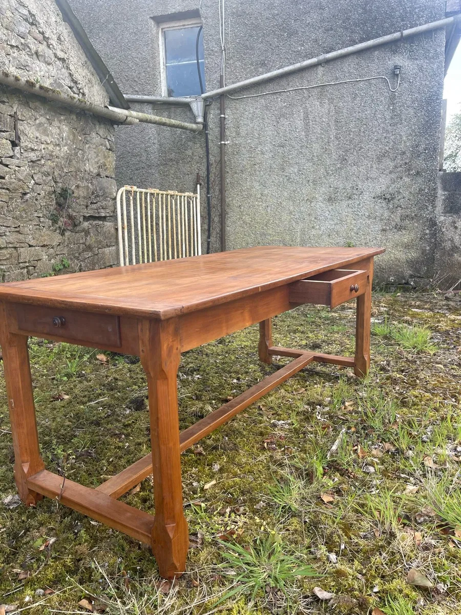 19th-Century Solid Walnut Estate Table - Image 4