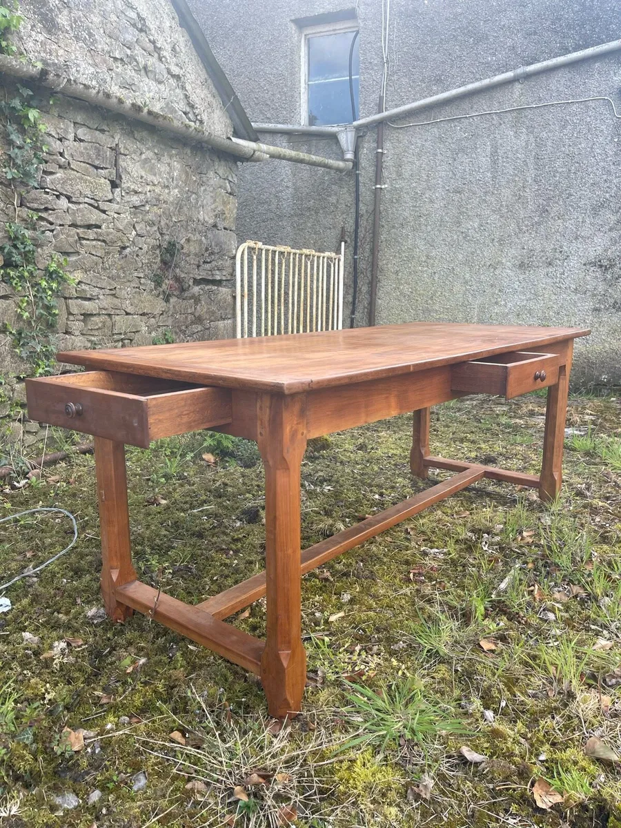 19th-Century Solid Walnut Estate Table - Image 2