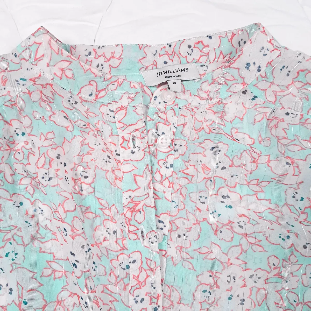 JD Williams Blue Floral Sparkly Midi Dress 14UK - Image 4