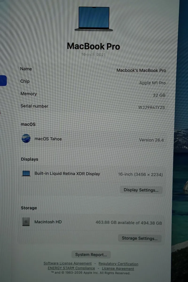 Macbook Pro 16" 32GB | M1 Pro | 512GB | 2021 - Image 2