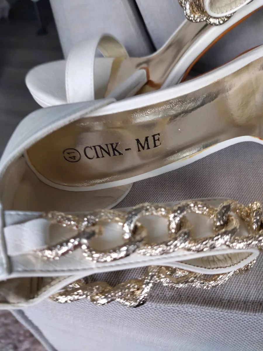 White gold heels with chain size 41 - Image 3