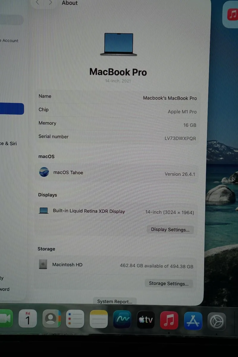 Macbook Pro 14" 2021 M1 Pro | 16GB Ram | 512GB - Image 2