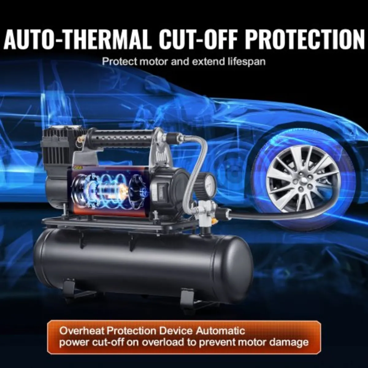 12V Heavy Duty Air Compressor with 6L Tank Kit, 6. - Image 2