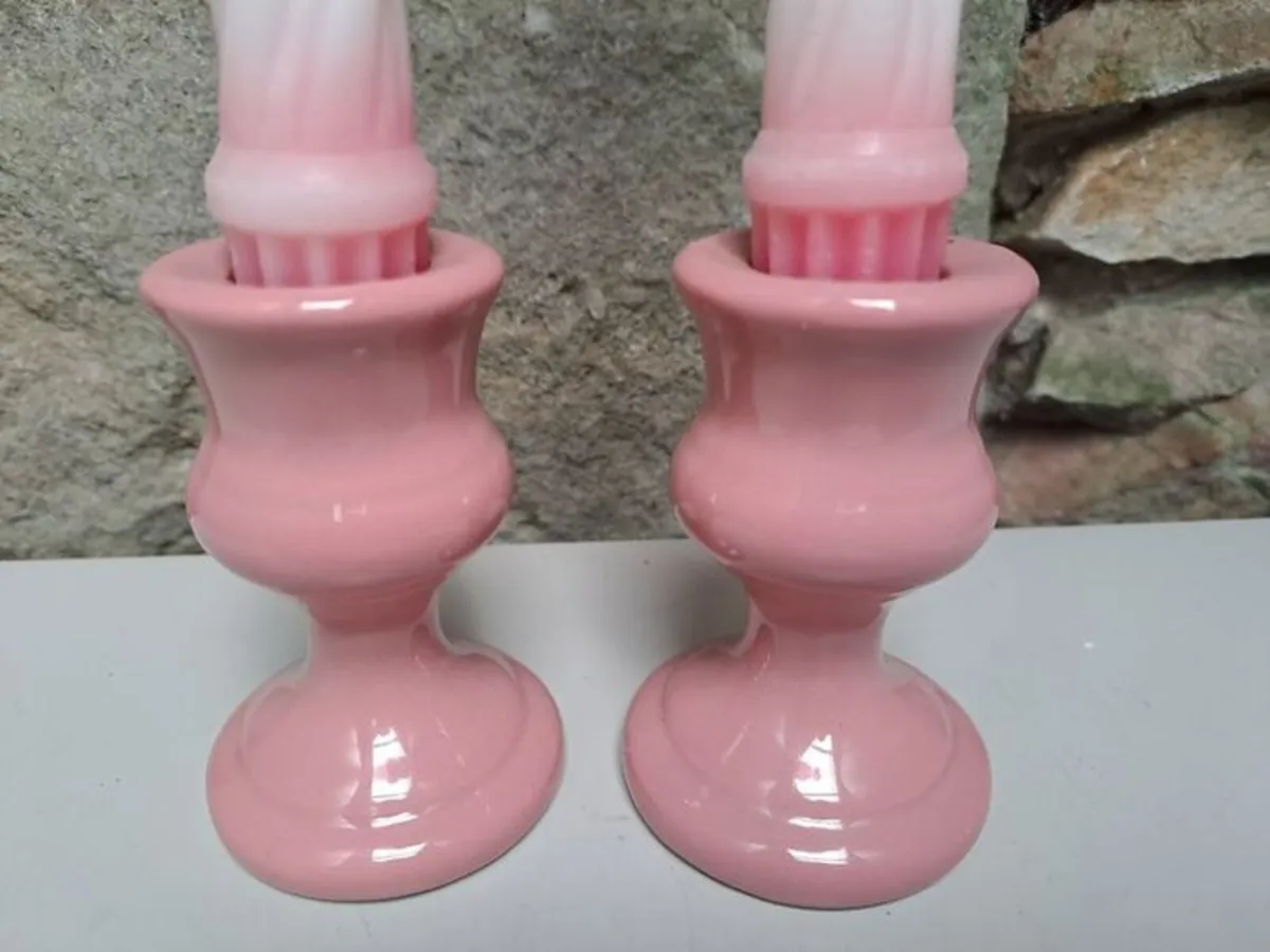 Pink colonial candle holders - Image 2