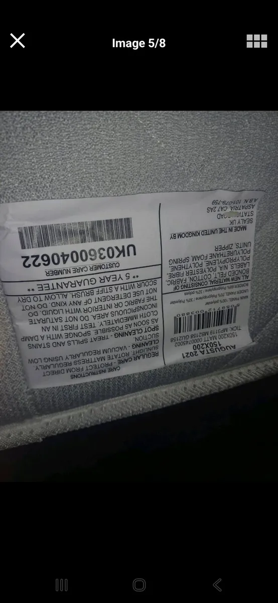 King size bed base headboard and mattress - Image 3