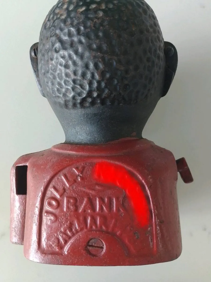 Piggy Bank Cast Iron Jolly Man negro Money Box - Image 3