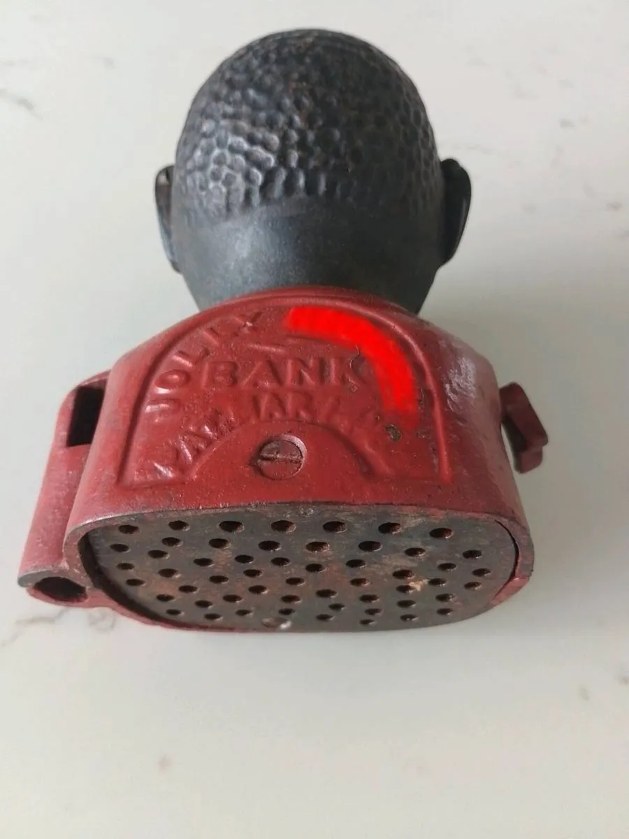 Piggy Bank Cast Iron Jolly Man negro Money Box - Image 4