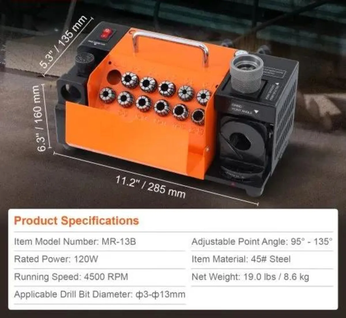 MR-13B Drill Bits Sharpener 3-13mm Bits Grinder Sh - Image 4