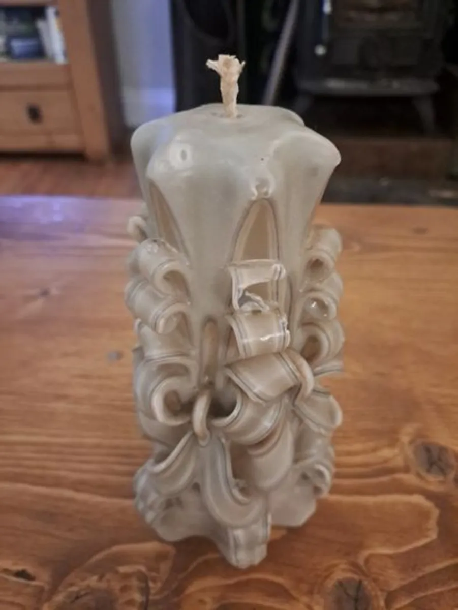 Hand Carved Style Decorative Candle - Image 4