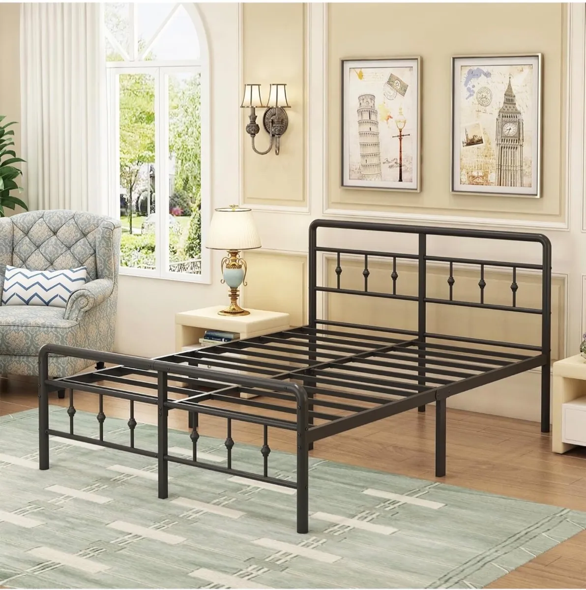 King Size Bed Frame with Victorian Headboard and F - Image 2