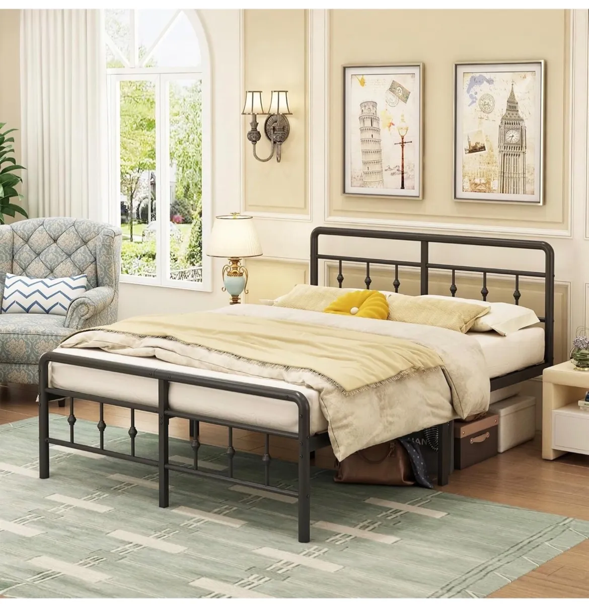 King Size Bed Frame with Victorian Headboard and F - Image 4