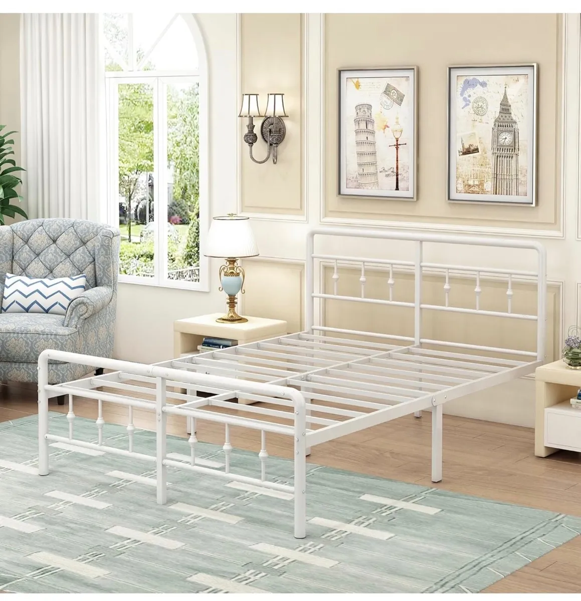 King Size Bed Frame with Victorian Headboard and F - Image 2