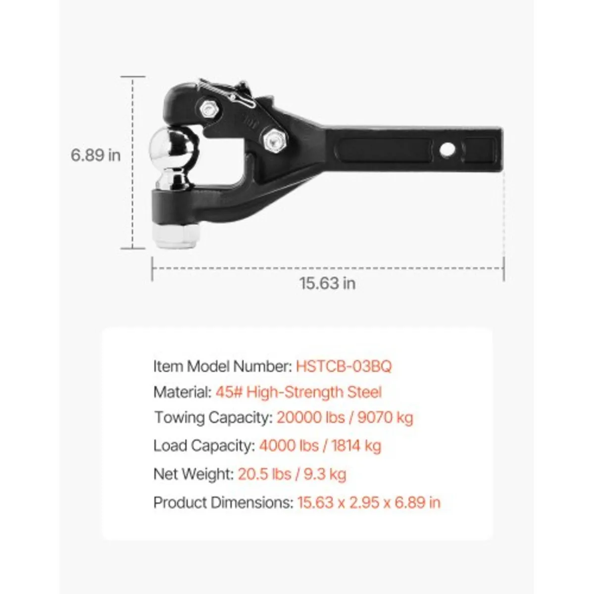 Pintle Hook, 20000 lbs, Pintle Hook Hitch for 2-in - Image 4