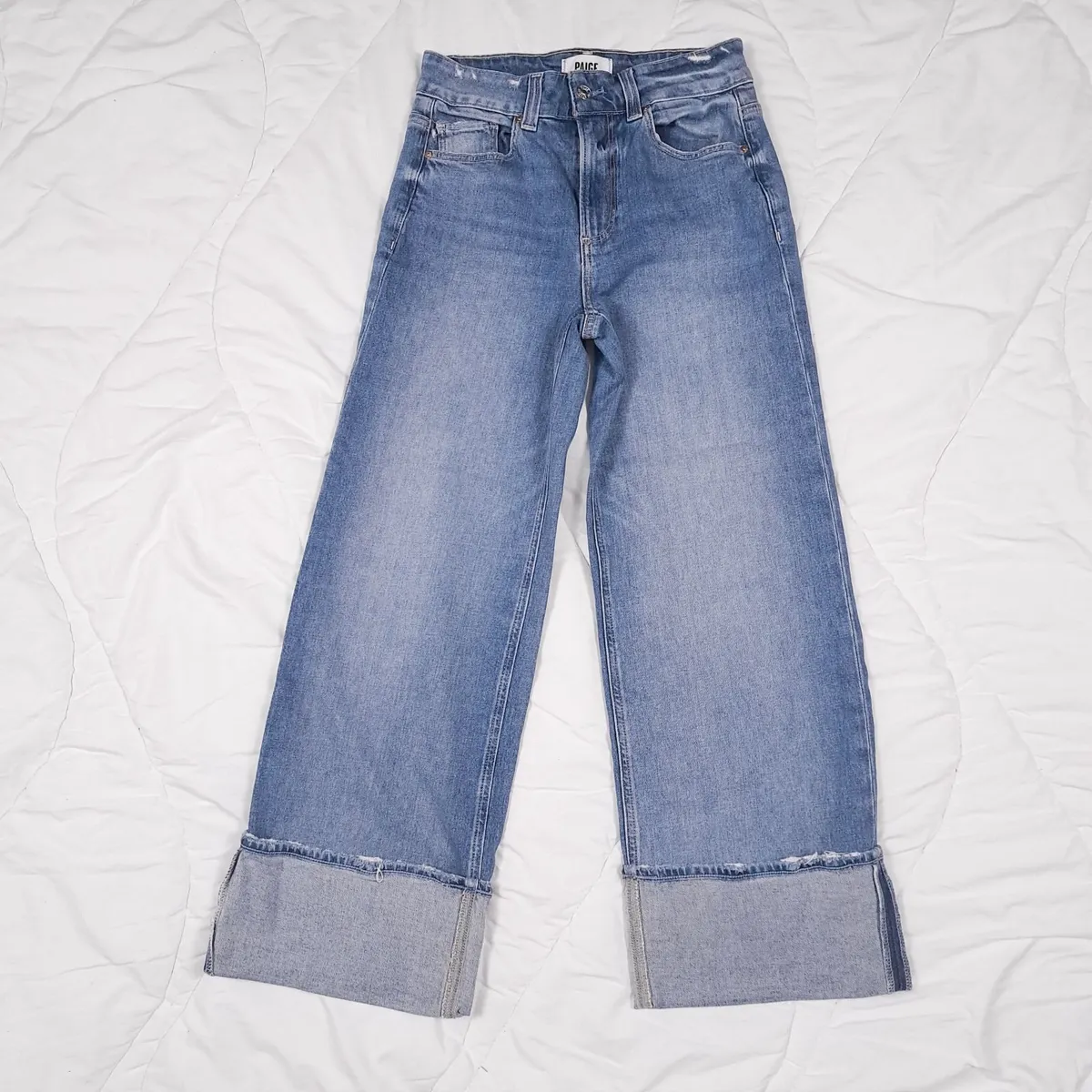 Paige Blue Sasha Ankle Wide Leg Cropped Jeans 25 - Image 1