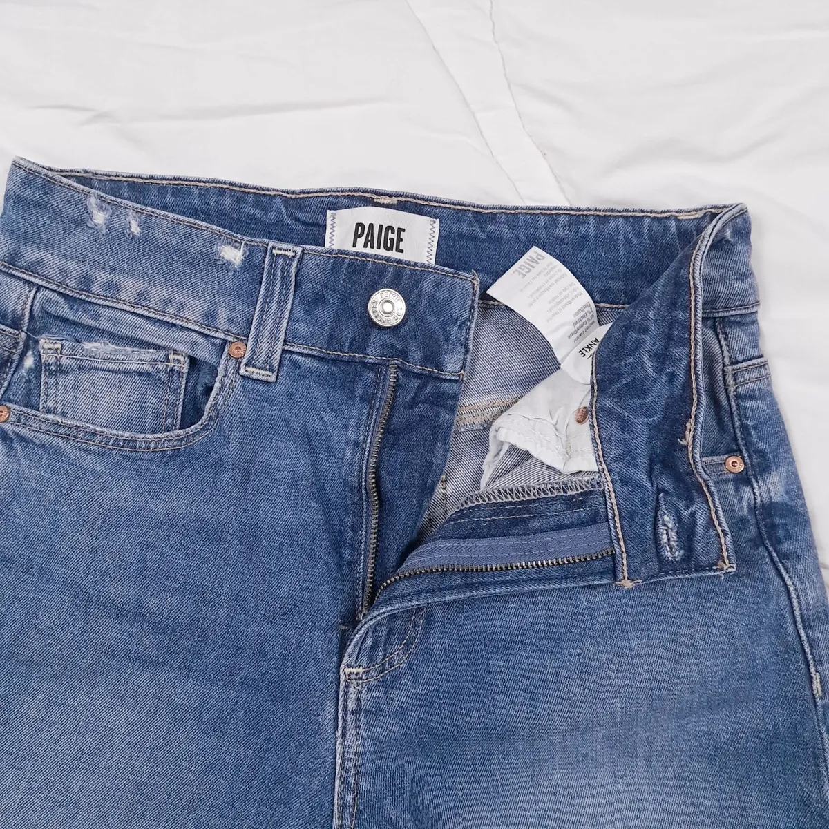 Paige Blue Sasha Ankle Wide Leg Cropped Jeans 25 - Image 3