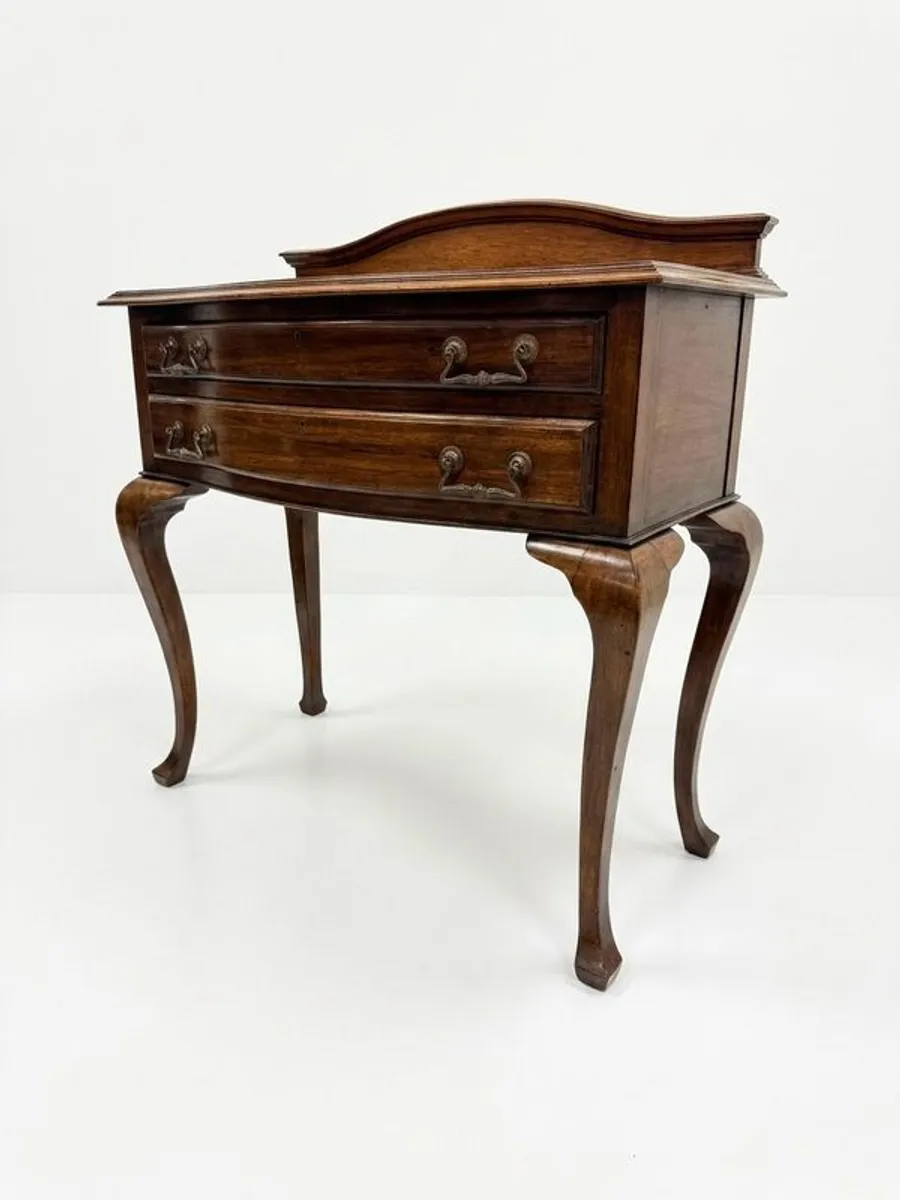 Early 20th Century Bow Fronted Side Table with Gallery - Image 2