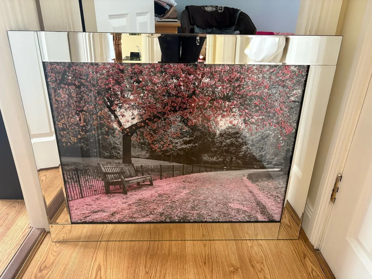 Large Mirrored Framed Blossom 3D Wall Art - Image 1