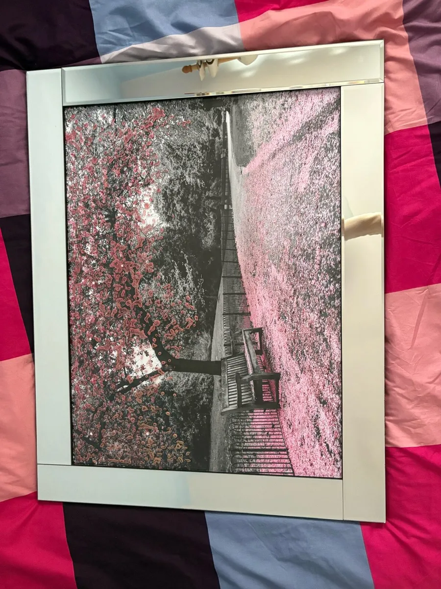 Large Mirrored Framed Blossom 3D Wall Art - Image 2