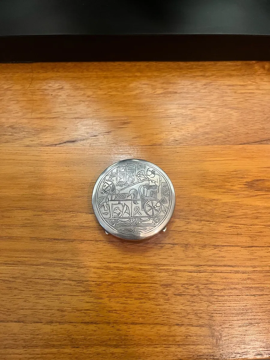 Antique Silver Powder Box with Internal Mirror - Image 2