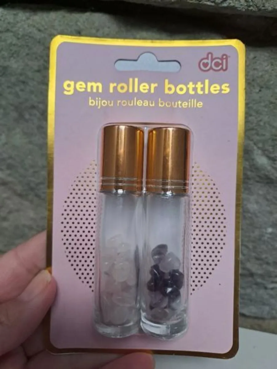 Gem Roller Bottle Set Rose Quartz Amethyst - Image 3