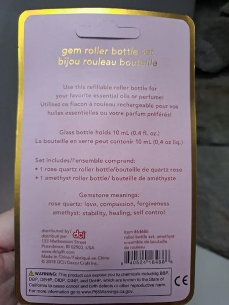 Gem Roller Bottle Set Rose Quartz Amethyst - Image 2