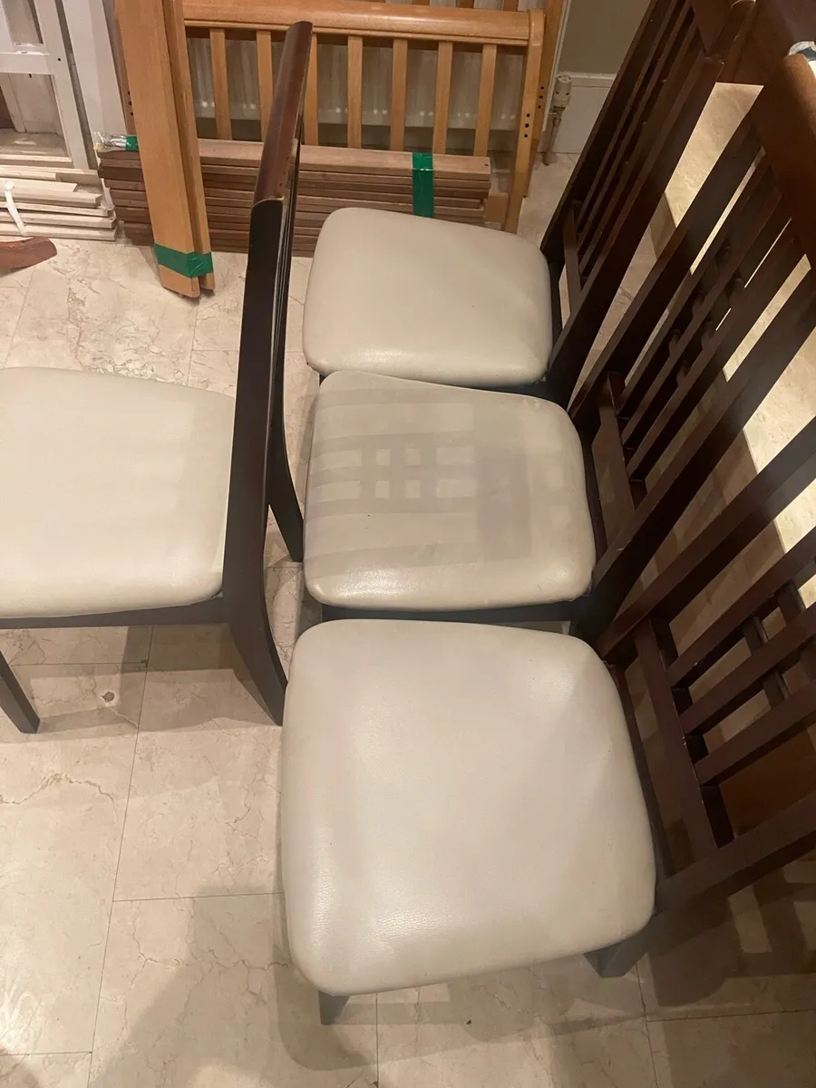 4 x Quality Leather Clad Wooden Kitchen Chairs - Image 2