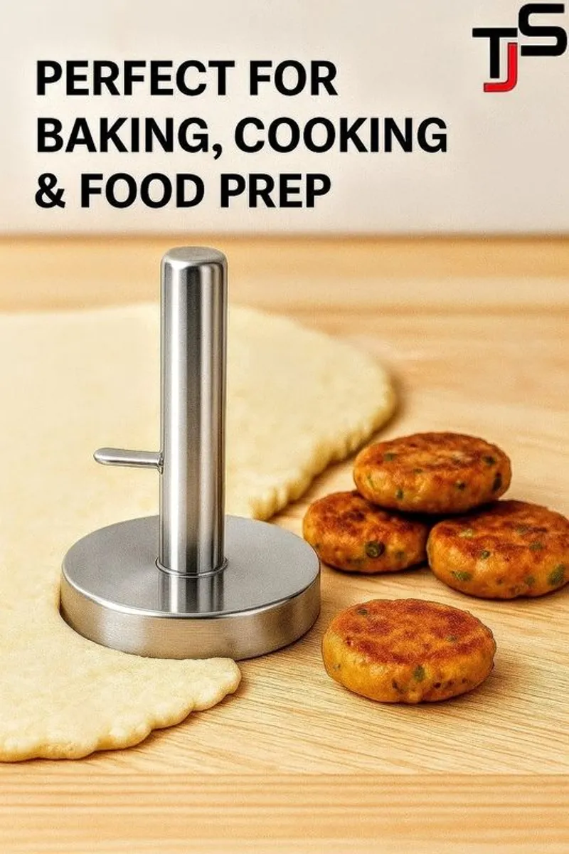 Handmade, Stainless Steel Patty and Falafel Maker Set: 5-Size Dough Cutters - Image 1
