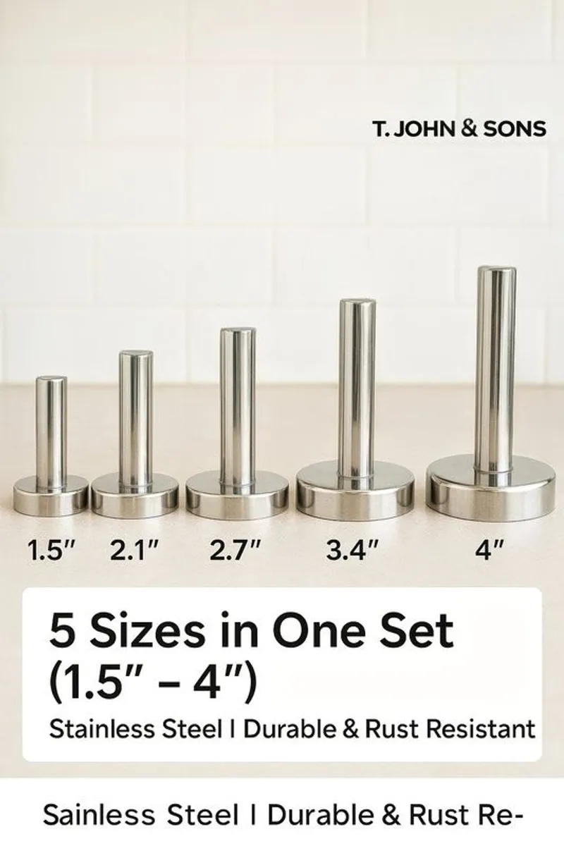 Handmade, Stainless Steel Patty and Falafel Maker Set: 5-Size Dough Cutters - Image 3