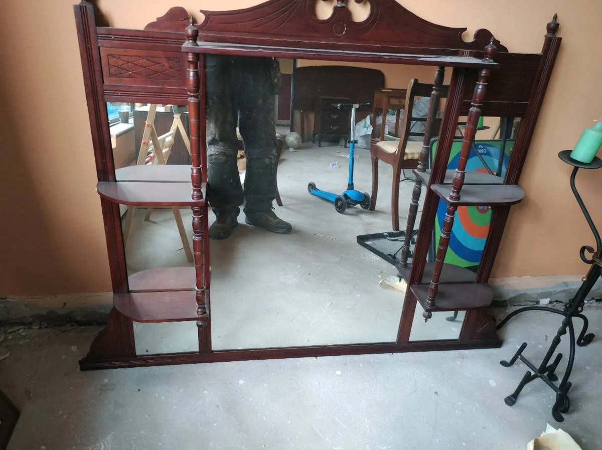 Mahogany Mantle piece mirror and shelves