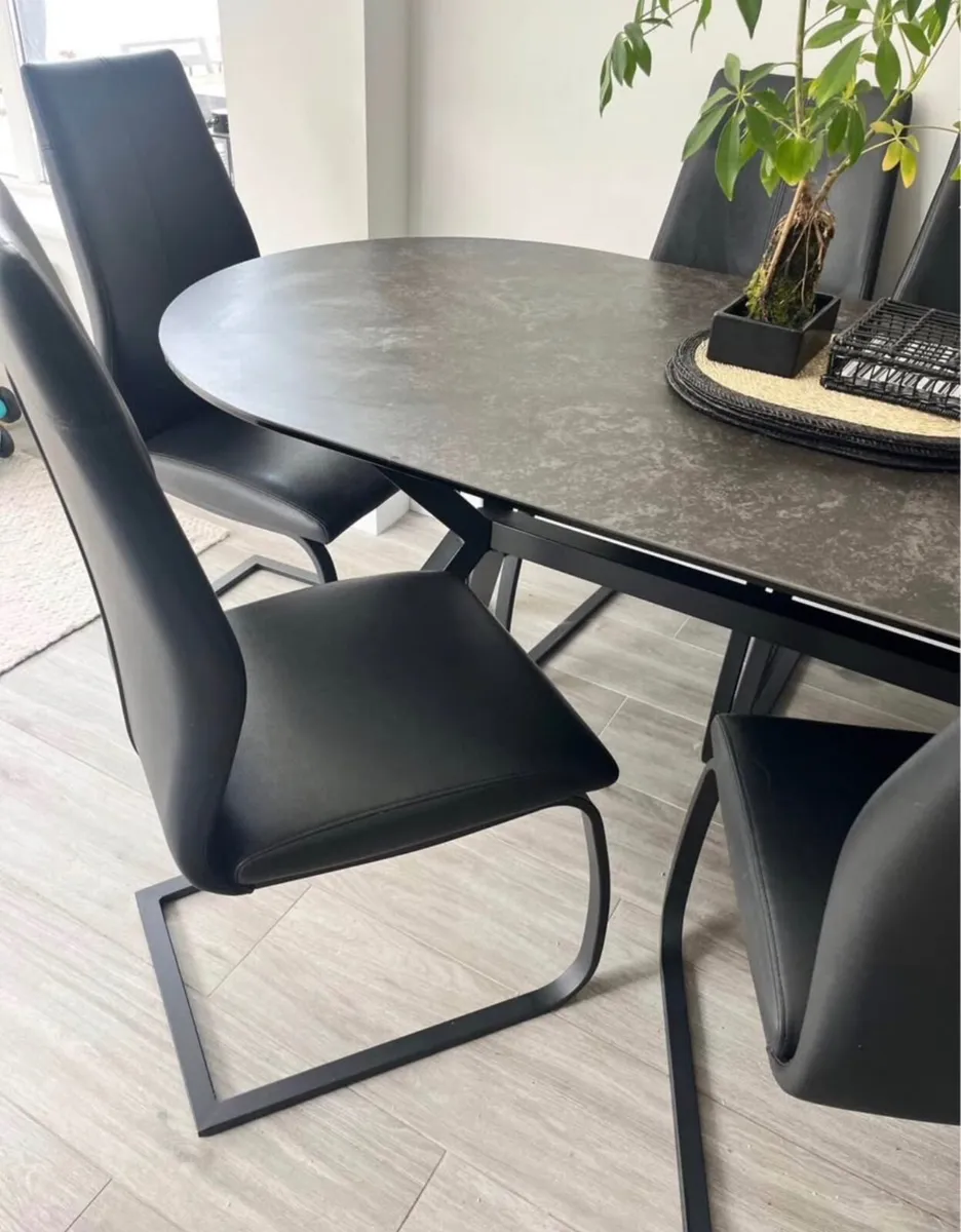 6 Faux leather dining chairs - Image 1