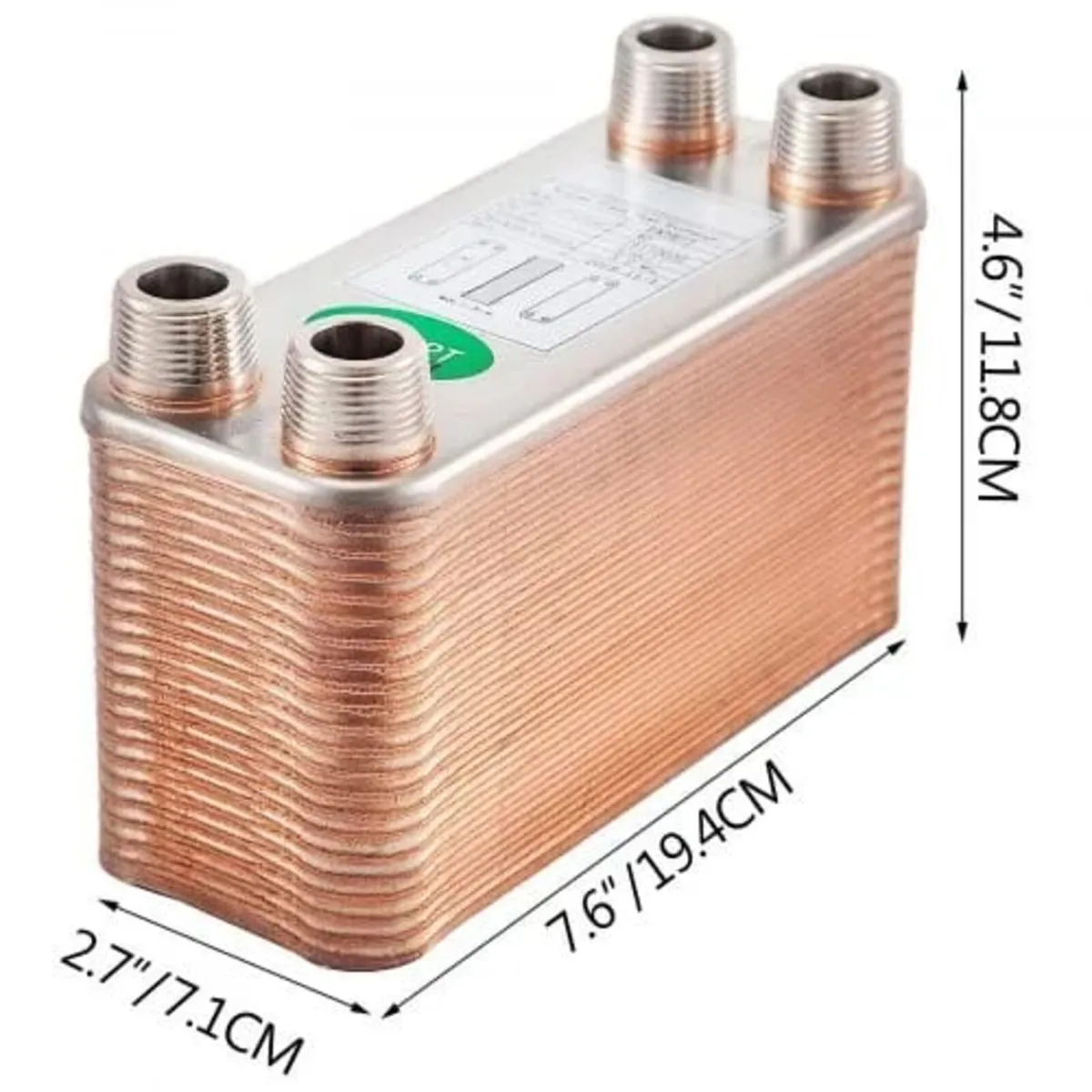 Heat Exchanger 3/4” MNPT Ports Brazed Plate Heat E - Image 4