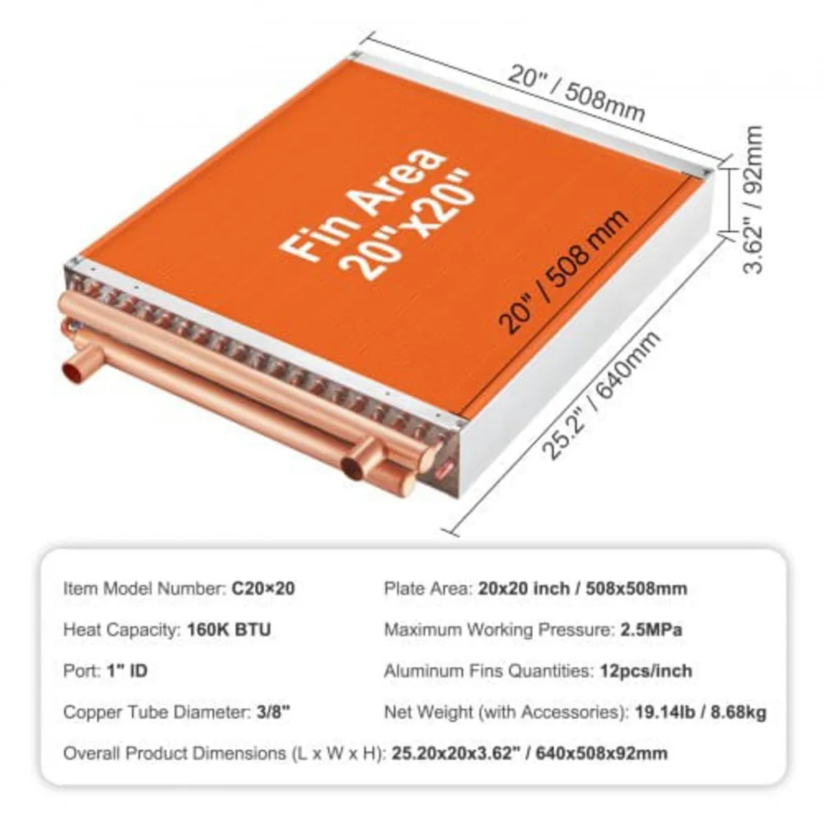 20"x 20"/50.8 x 50.8 cm Heat Exchanger Water to Ai - Image 4