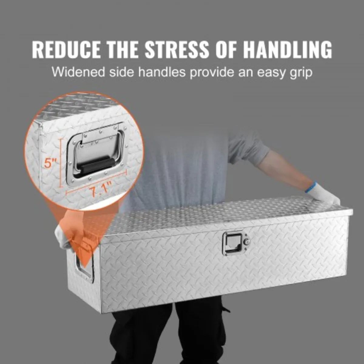 Truck Bed Tool Box, Diamond Plate Tool Box with Si - Image 4