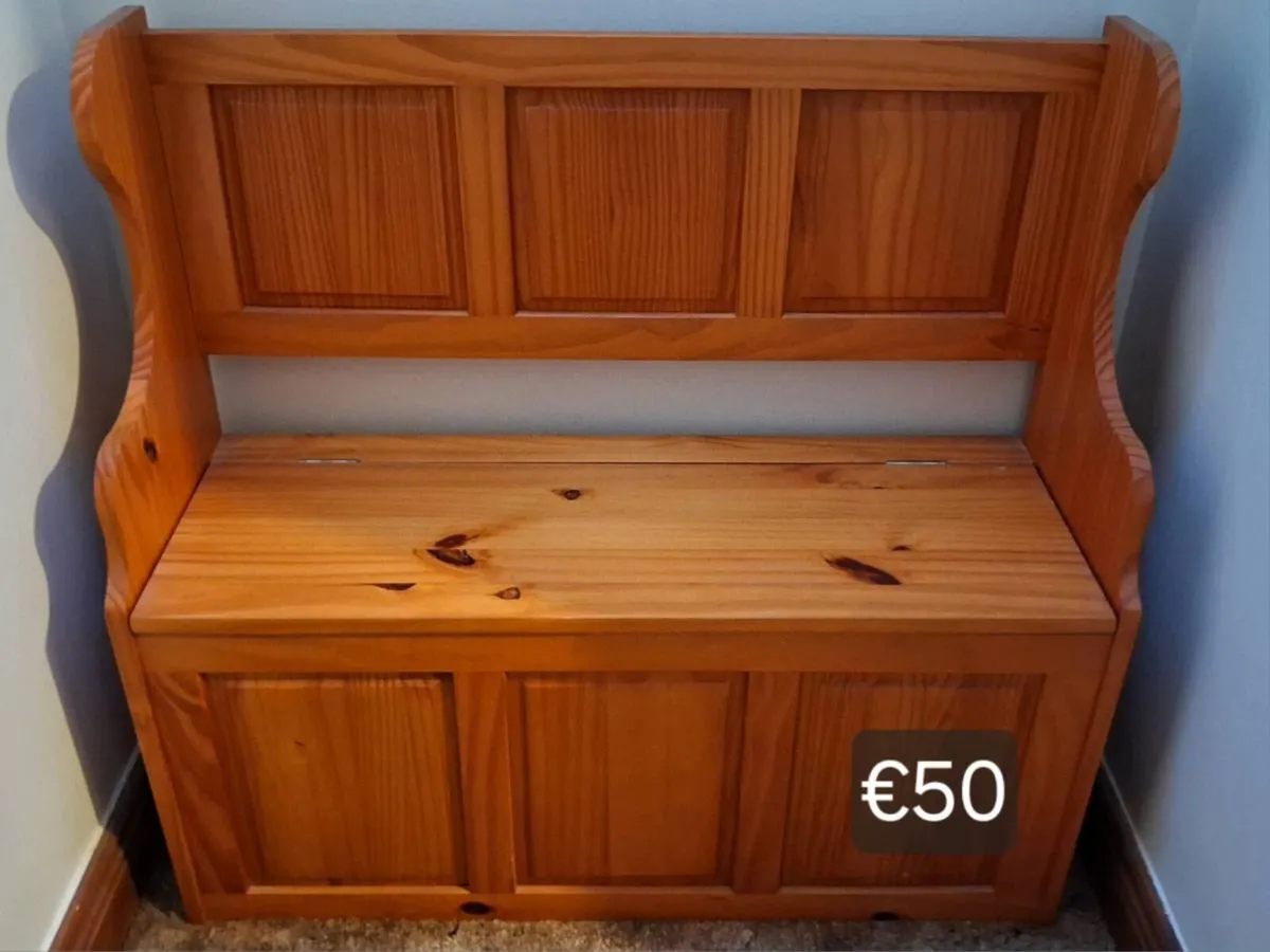 Furniture wooden seat with storage box - Image 1