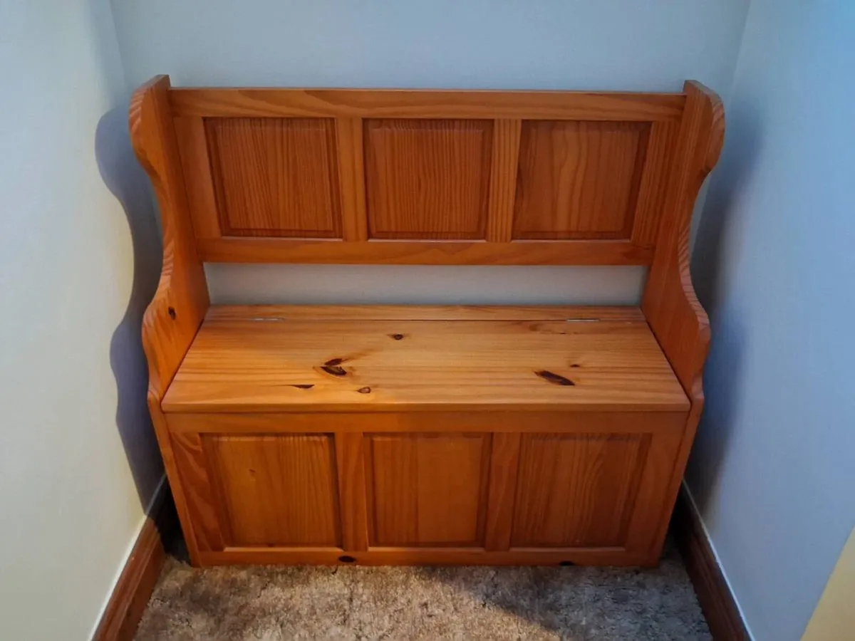 Furniture wooden seat with storage box - Image 2