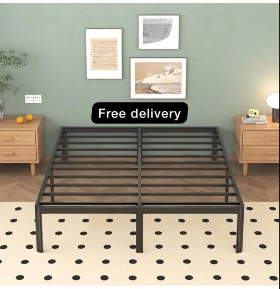 King Size Bed Frame 30.5 cm High with Rounded Corn - Image 1