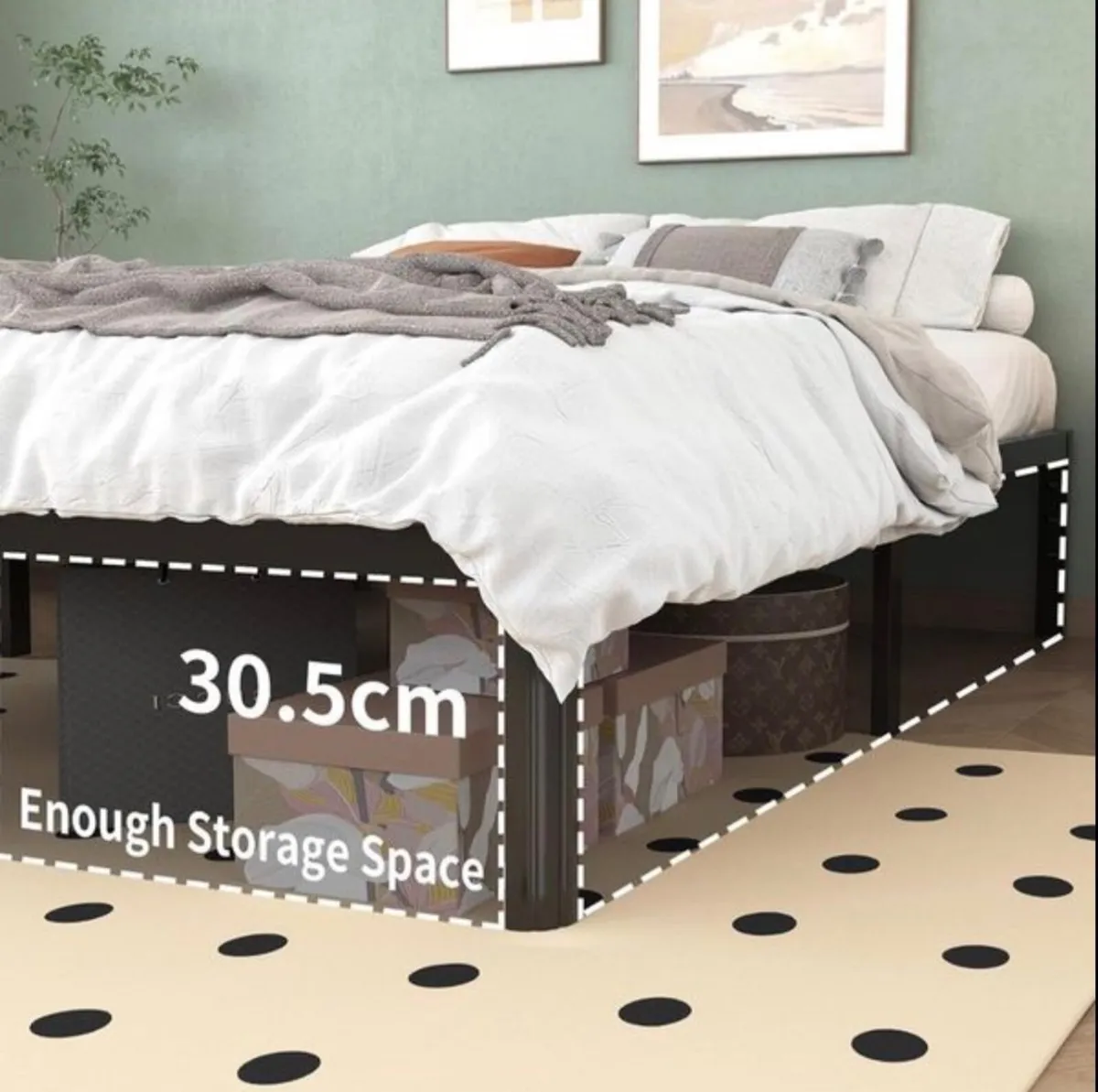 King Size Bed Frame 30.5 cm High with Rounded Corn - Image 4