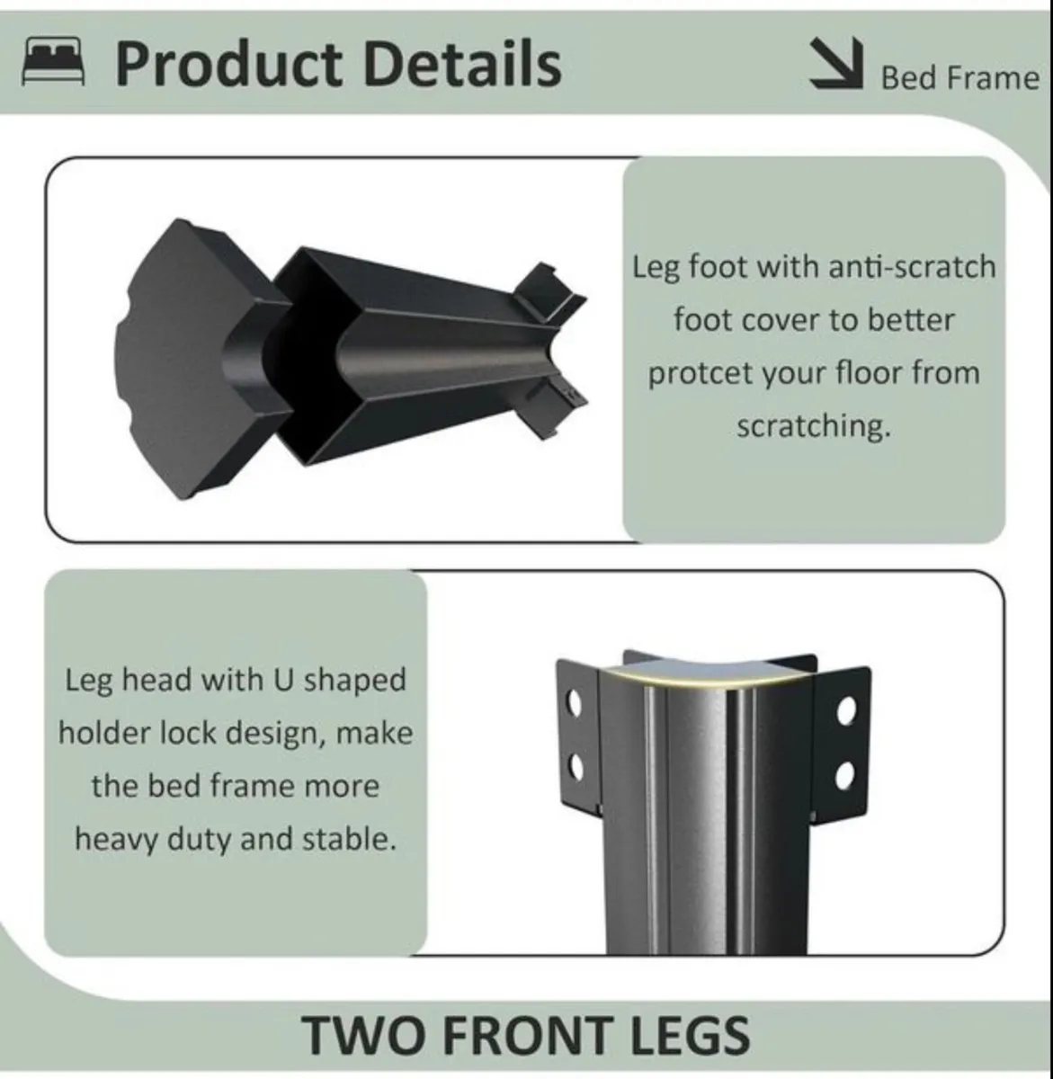 King Size Bed Frame 30.5 cm High with Rounded Corn - Image 3
