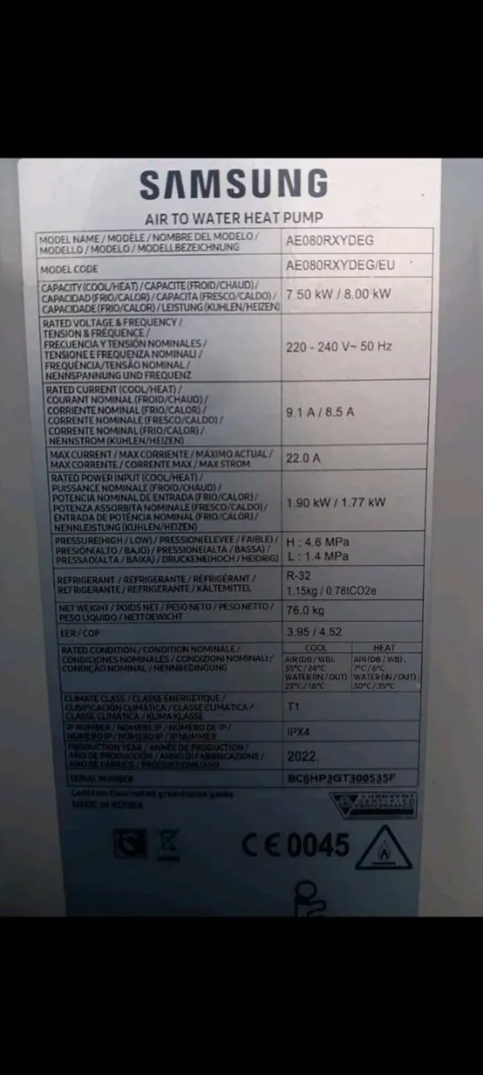 Brand new Samsung 8 KW heatpump 2022 and 2021 - Image 2