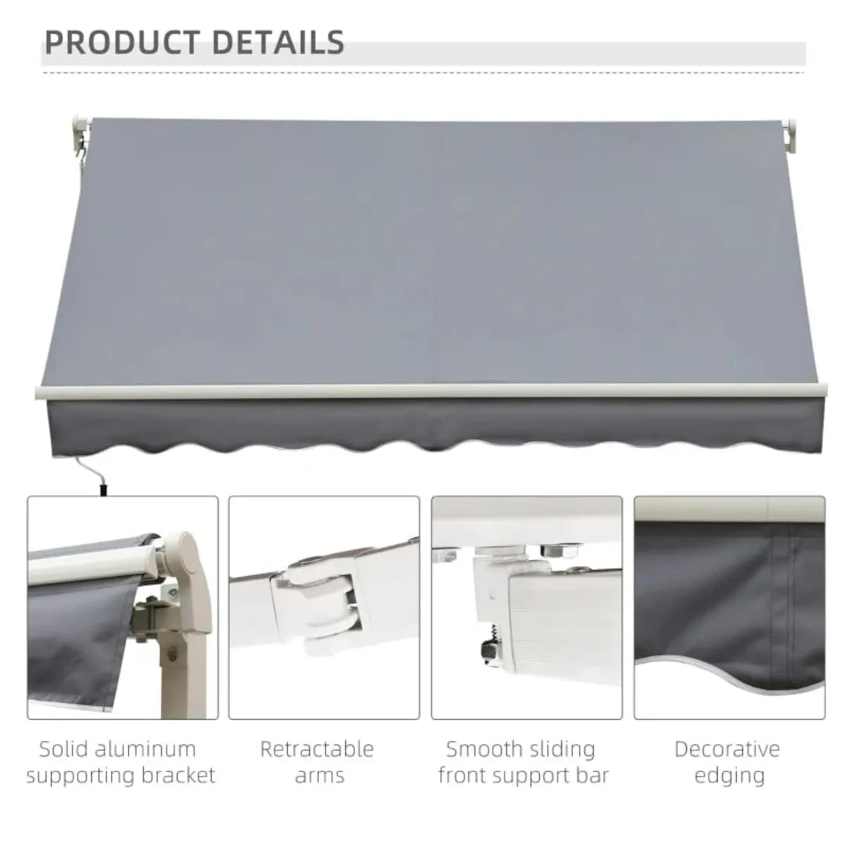 4 x 2.5m Manual Retractable Patio Awning Window Do - Image 2